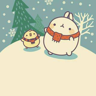 Cute Christmas Molang wallpaper