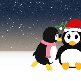 Christmas penquin desktop wallpaper