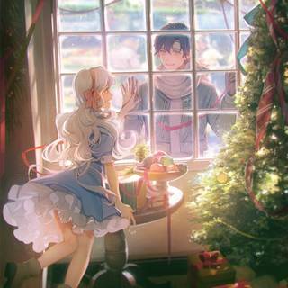 Anime Xmas couples wallpaper