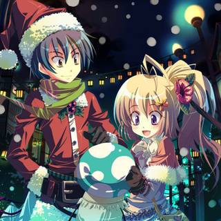Anime Xmas couples wallpaper