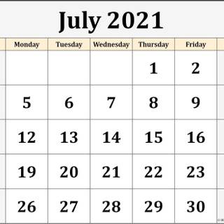 July 2021 calendar wallpaper