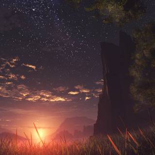 Anime landscape phone wallpaper