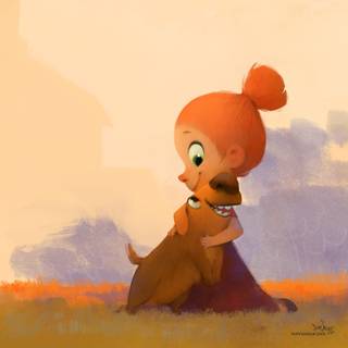 Girl with dog wallpaper