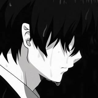 Sad guy anime black wallpaper
