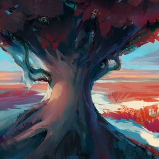 Red artistic digital art wallpaper