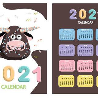 Cute year 2021 calendar wallpaper