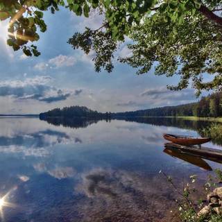 Summer lake reflections wallpaper