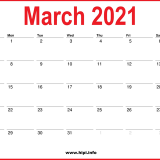 March 2021 calendar wallpaper
