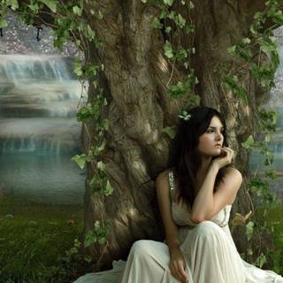 Thinking girl wallpaper