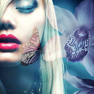 Girl with butterflies wallpaper