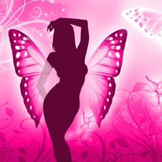 Girl with butterflies wallpaper