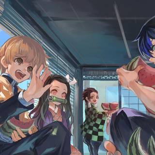 Nezuko and Zenitsu wallpaper