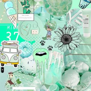 Green collage wallpaper