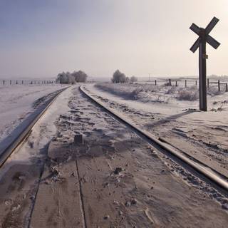 Winter railroad wallpaper