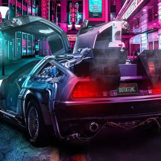 Retro Delorean wallpaper