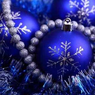 Christmas ornaments blue wallpaper