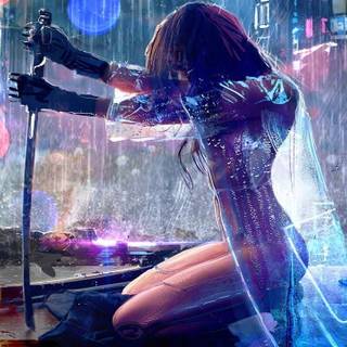 Cyberpunk girl PS4 wallpaper