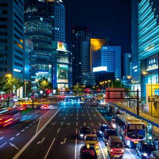 Retro Japan city wallpaper