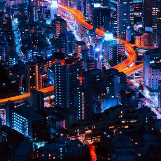 Retro Japan city wallpaper