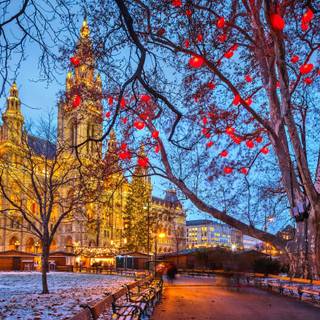 Winter Christmas market wallpaper