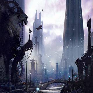 Cyber city phone wallpaper