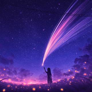Purple anime night sky wallpaper
