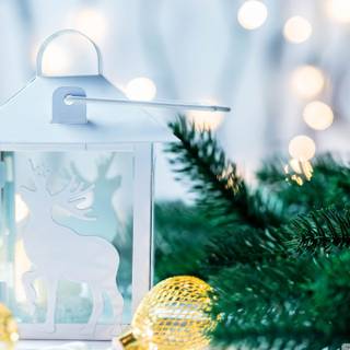 Winter lanterns and ornaments wallpaper