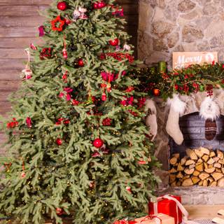 Christmas tree ornament wallpaper