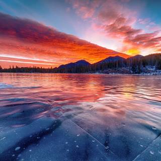 Winter morning sunset wallpaper
