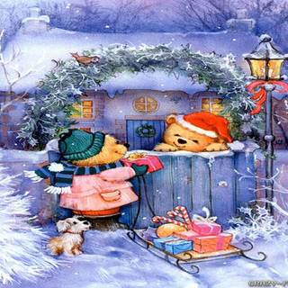 Winter wonderland Christmas scenes wallpaper