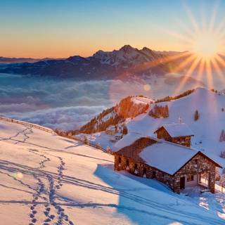 Sunrise with snow wallpaper