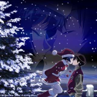 Christmas night anime scenery wallpaper