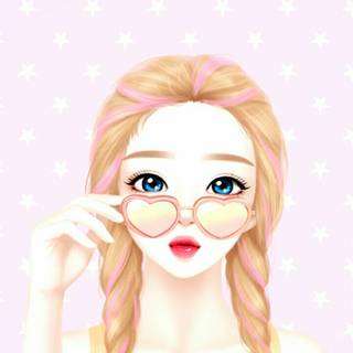 Cute lovely girl cartoon wallpaper