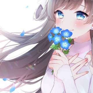 Blue flowers anime wallpaper