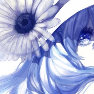 Blue flowers anime wallpaper