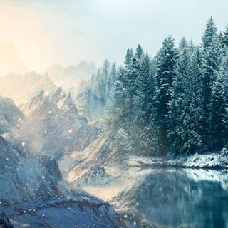 Winter digital landscape wallpaper