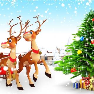 Santa and Christmas tree wallpaper