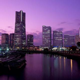 Purple city lights wallpaper