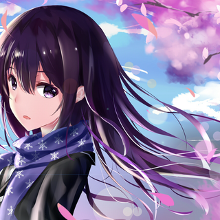 Anime girl with purple hair wallpaper
