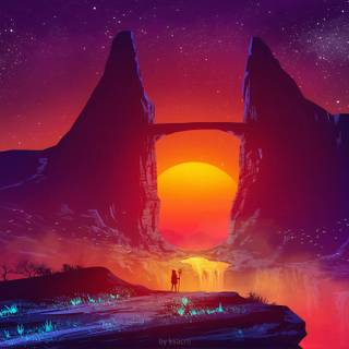 Synth city wallpaper