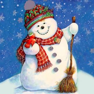 Snowman blue Christmas wallpaper