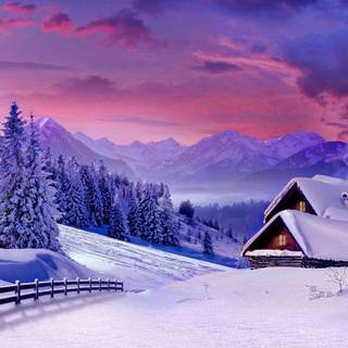Winter love scene wallpaper