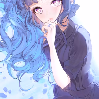Kawaii blue hair anime girl wallpaper