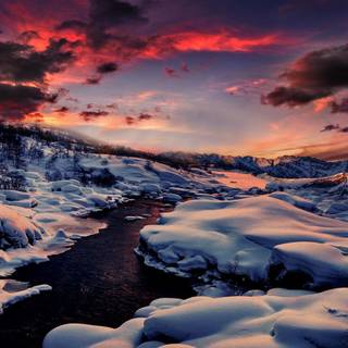 Winter sunset 1920x1080 wallpaper