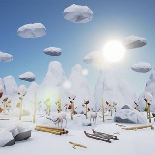 Low poly winter wallpaper