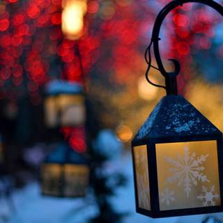 Winter lamp wallpaper