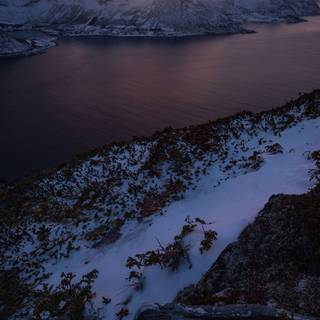 Winter lake sunset wallpaper