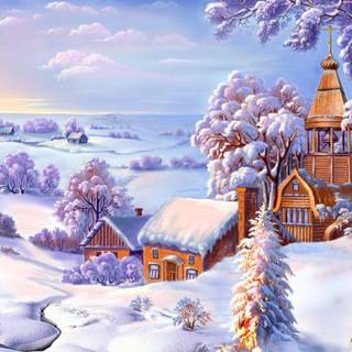 Winter painting wallpaper