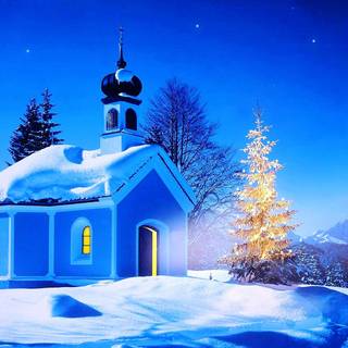 Winter church wallpaper