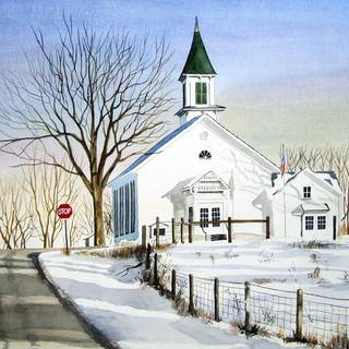 Winter church wallpaper